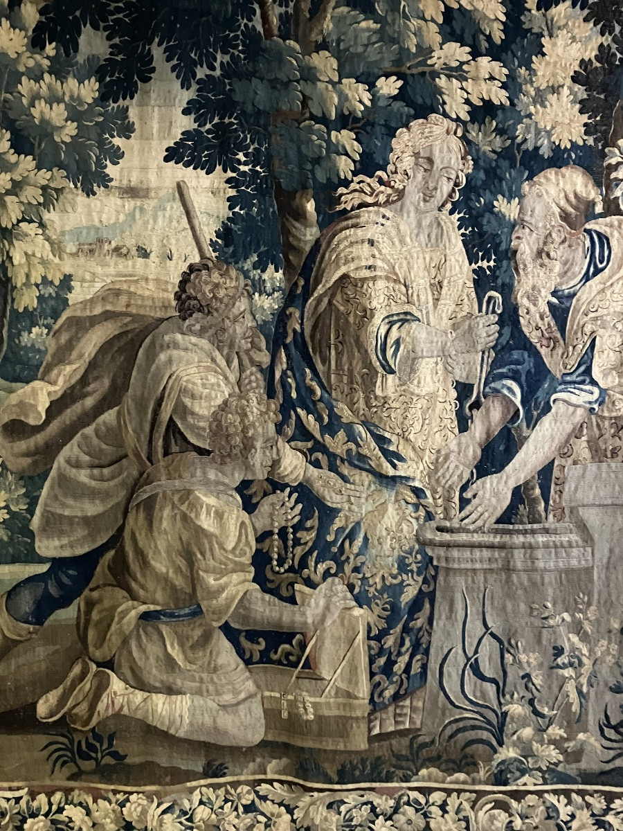 Large Flemish Tapestry, 17th Century, 297 X 370 Cm, Rebecca At The Well -photo-2