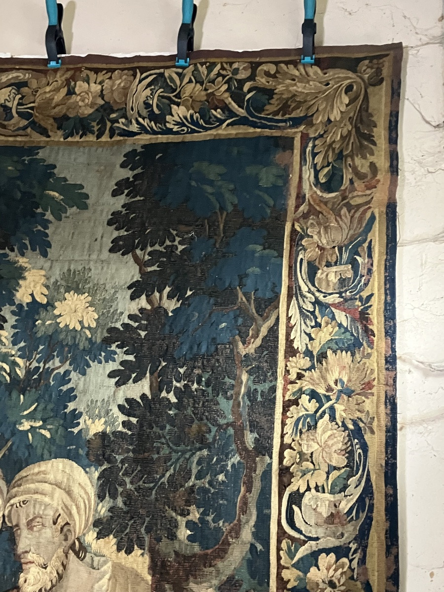 Large Flemish Tapestry, 17th Century, 297 X 370 Cm, Rebecca At The Well -photo-6