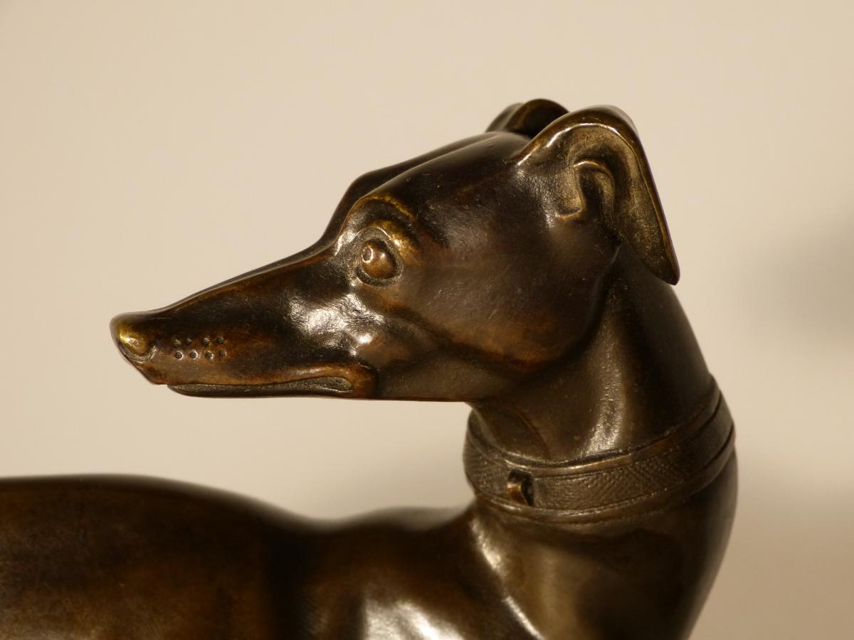 Théodore Gechter Chien De Chasse En Bronze Levrette au lièvre-photo-4