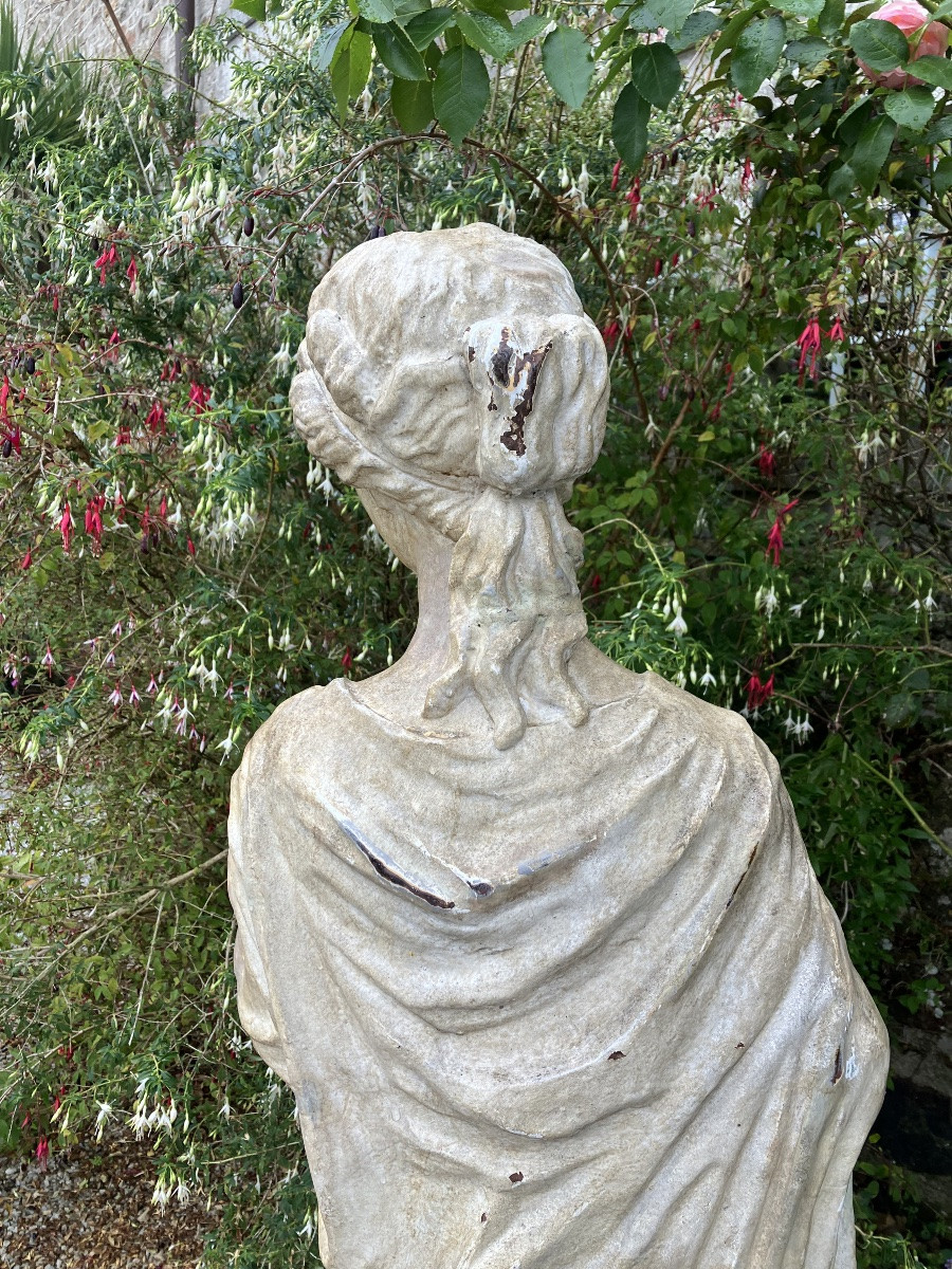 19th-century Cast Iron Statue Of A Draped Woman In The Antique Style, 158 Cm-photo-2