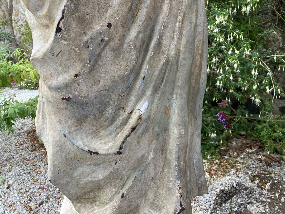 19th-century Cast Iron Statue Of A Draped Woman In The Antique Style, 158 Cm-photo-6
