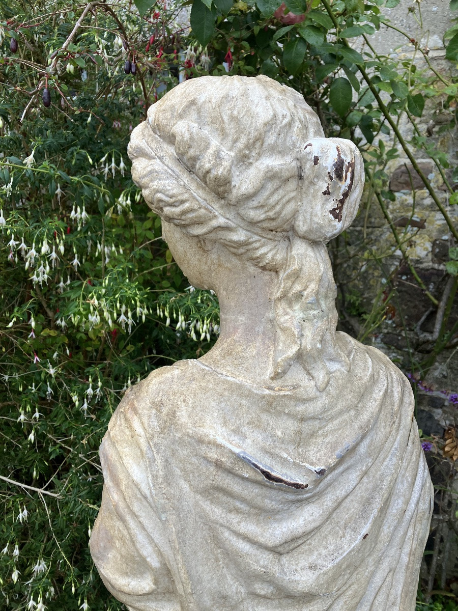 19th-century Cast Iron Statue Of A Draped Woman In The Antique Style, 158 Cm-photo-7