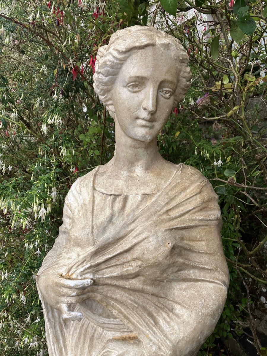 19th-century Cast Iron Statue Of A Draped Woman In The Antique Style, 158 Cm-photo-8