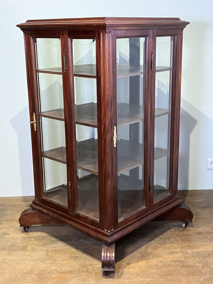 Terquem Paris Bookcase In Mahogany With Beveled Glass 