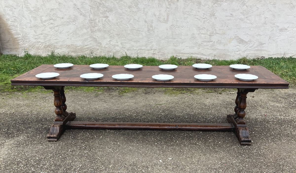 Immense table de 3 mètre monastère en Orme Table de ferme -photo-4