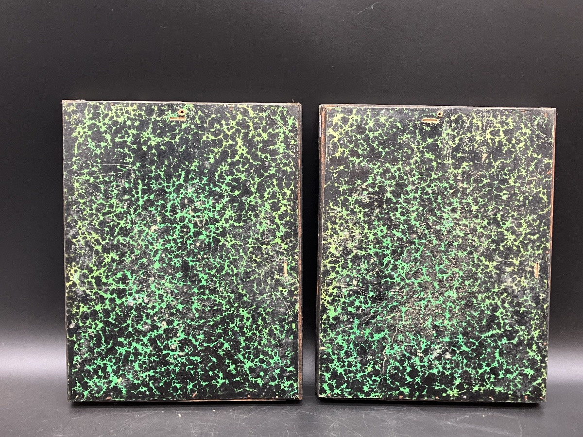 Paire de cadres compositions en coquillages et divers produits de la mer-photo-2