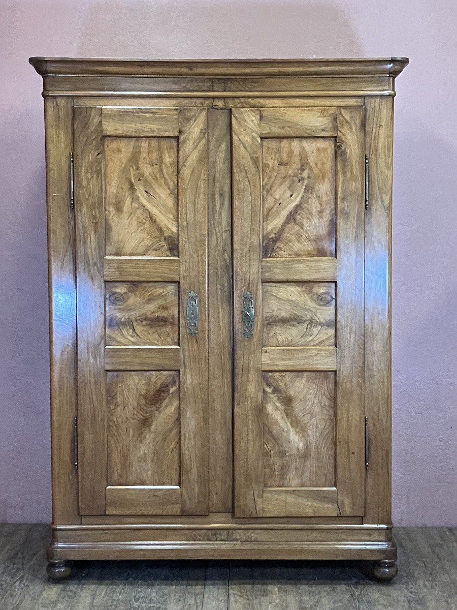 Alsace Armoire en noyer 2m10 de haut à 12 panneaux époque 19ème montage à clavettes Alsacienne-photo-2