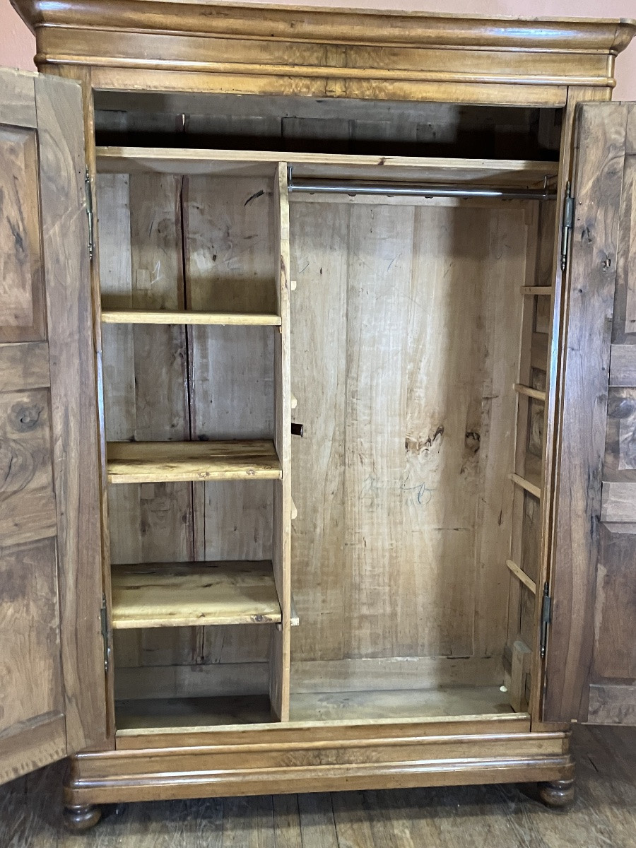Alsace Armoire en noyer 2m10 de haut à 12 panneaux époque 19ème montage à clavettes Alsacienne-photo-3