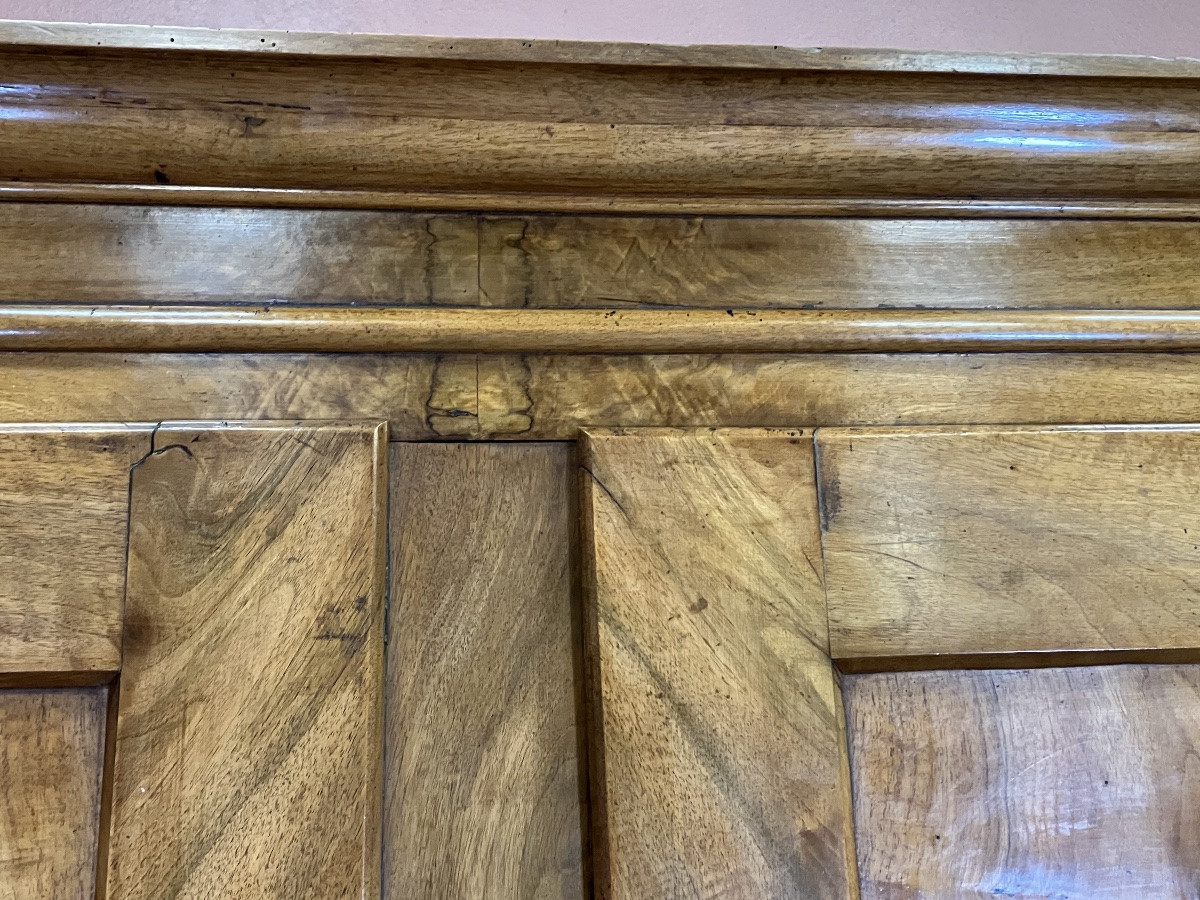 Alsace Armoire en noyer 2m10 de haut à 12 panneaux époque 19ème montage à clavettes Alsacienne-photo-3