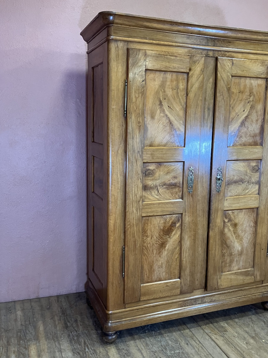 Alsace Armoire en noyer 2m10 de haut à 12 panneaux époque 19ème montage à clavettes Alsacienne-photo-4