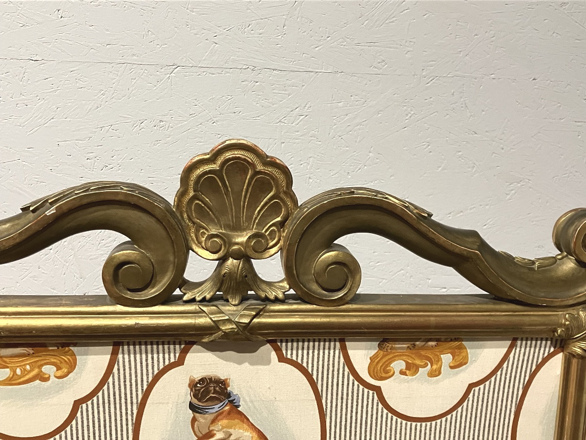 Grand Ecran de cheminée  en bois doré Napoléon III-photo-4