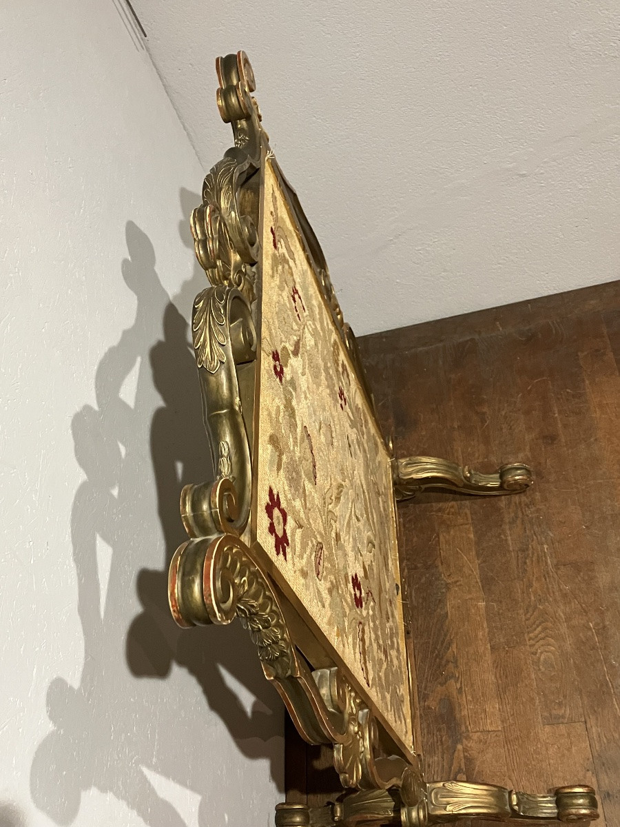 Grand Ecran de cheminée  en bois doré Napoléon III-photo-3