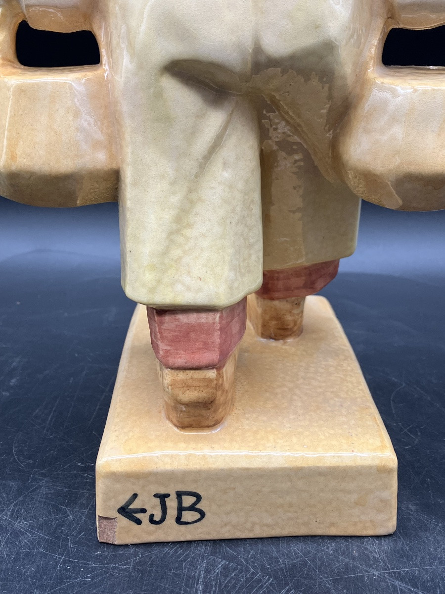 Emile Just Bachelet For Henriot Quimper, Fisherman Of Douarnenez In Earthenware, 1930-photo-3