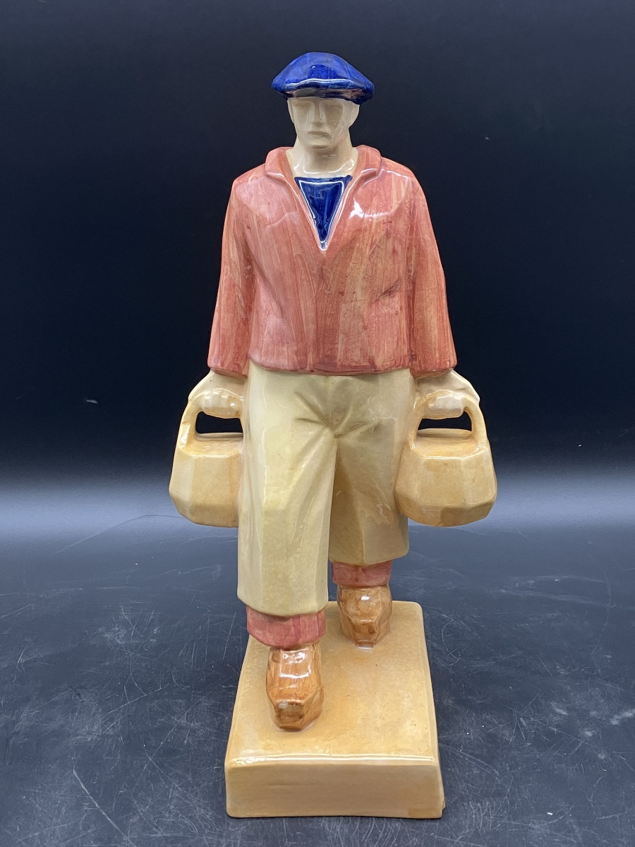 Emile Just Bachelet For Henriot Quimper, Fisherman Of Douarnenez In Earthenware, 1930