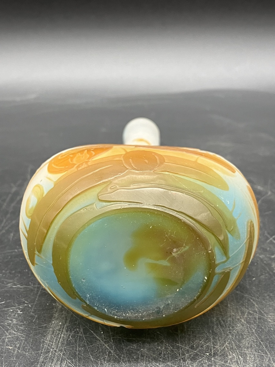 Émile Gallé Vase soliflore libellule et nénuphar art nouveau aquatique -photo-2