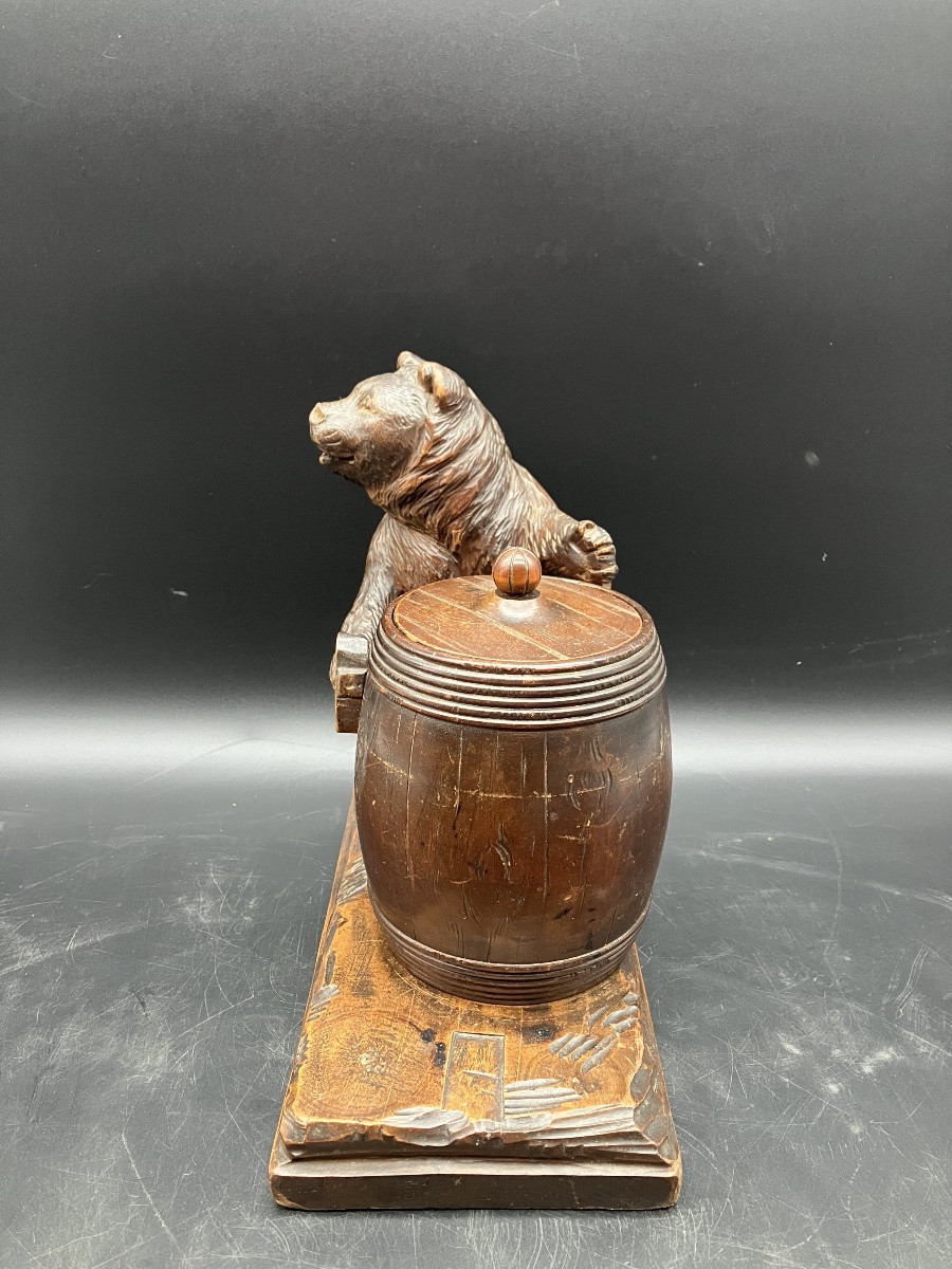 Black Forest Cooper Bear Brienz Covered Pot Barrel Glass Eyes-photo-2