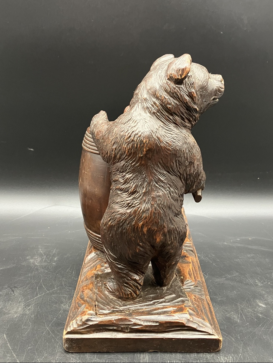 Black Forest Cooper Bear Brienz Covered Pot Barrel Glass Eyes-photo-3