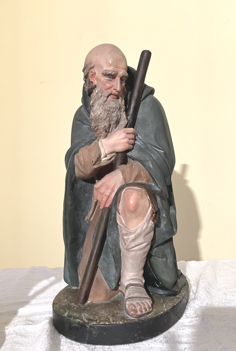 Raffl Paris Grands Personnages de crèche Les bergers  en plâtre polychrome Santons Noël-photo-2