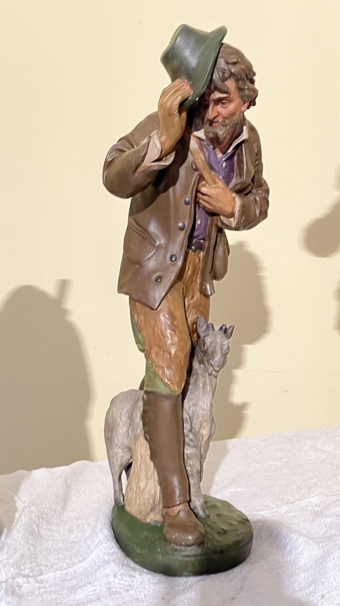 Raffl Paris Grands Personnages de crèche Les bergers  en plâtre polychrome Santons Noël-photo-1