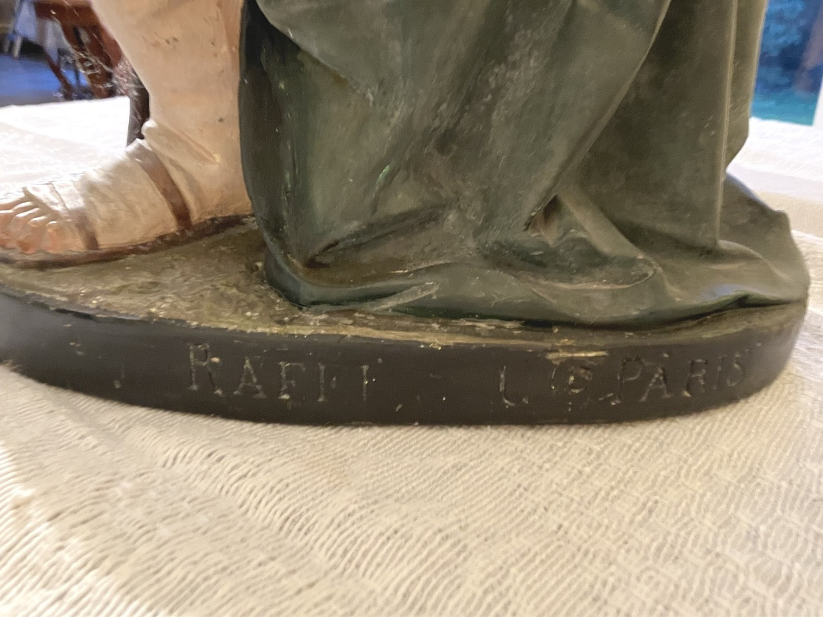 Raffl Paris Grands Personnages de crèche Les bergers  en plâtre polychrome Santons Noël-photo-3