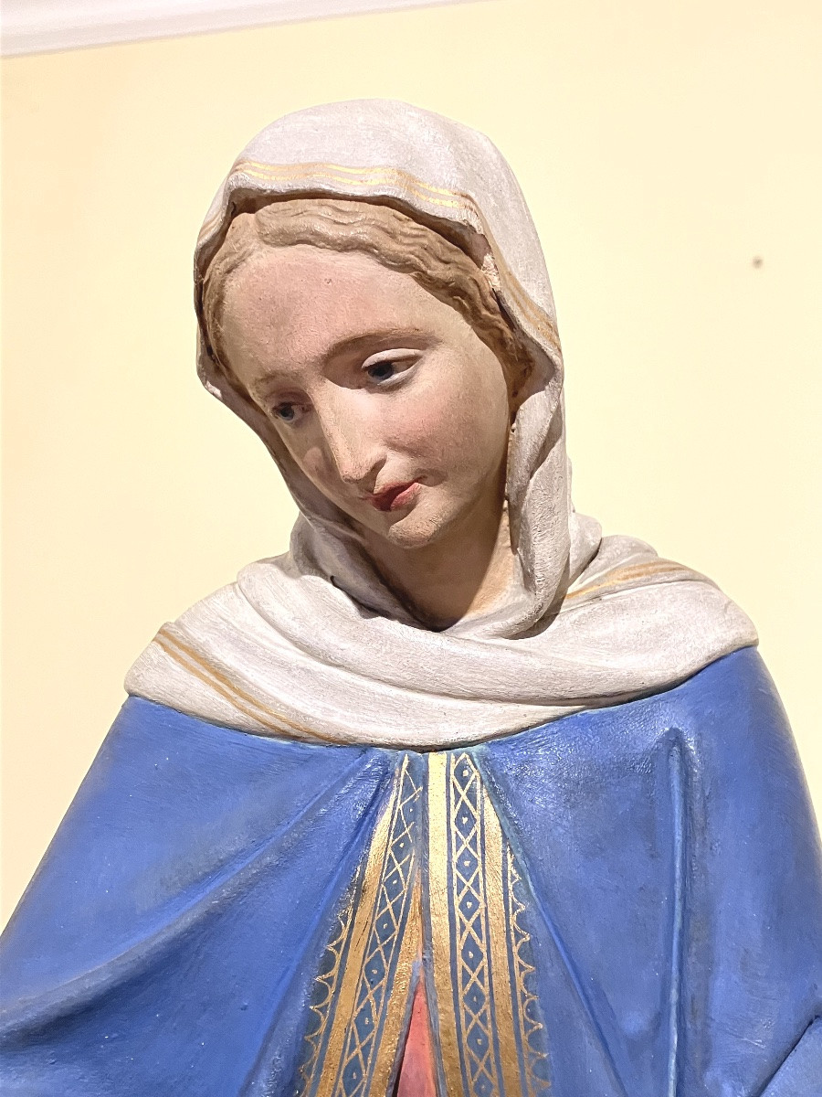 Jesus, Mary, And Joseph Nativity Scene Figures In Polychrome Terracotta (santons)-photo-2