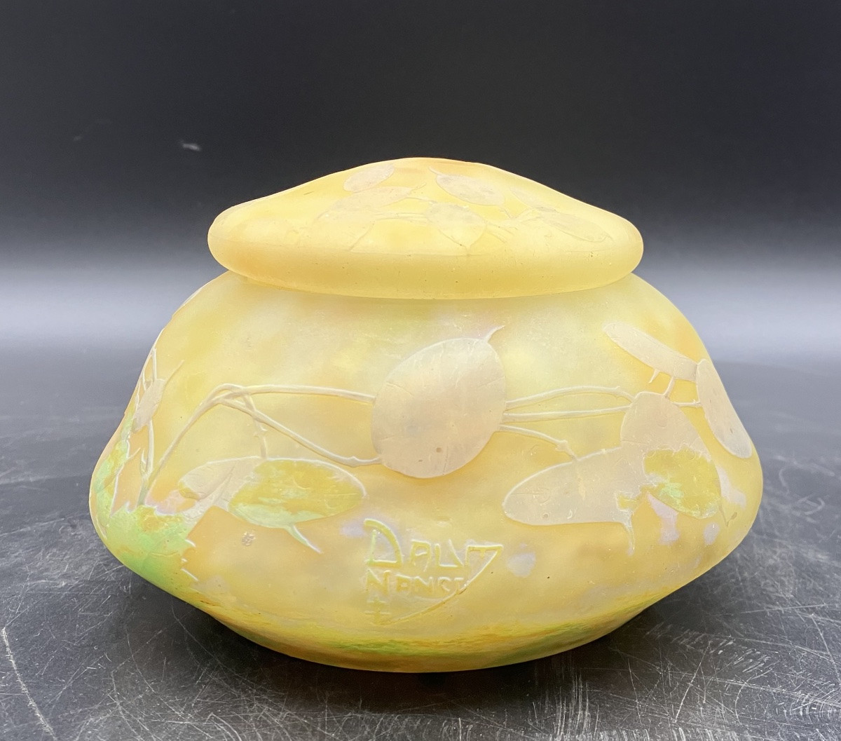 Daum Nancy Bonbonnière Decorated With The Papal Monk Motif, Art Nouveau Style, Engraved And Enameled Glass -photo-7