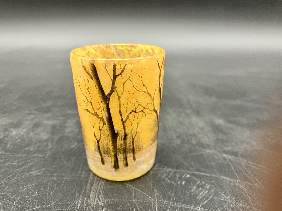 Daum Nancy Art Nouveau Miniature Vase, Winter Snowscape-photo-4