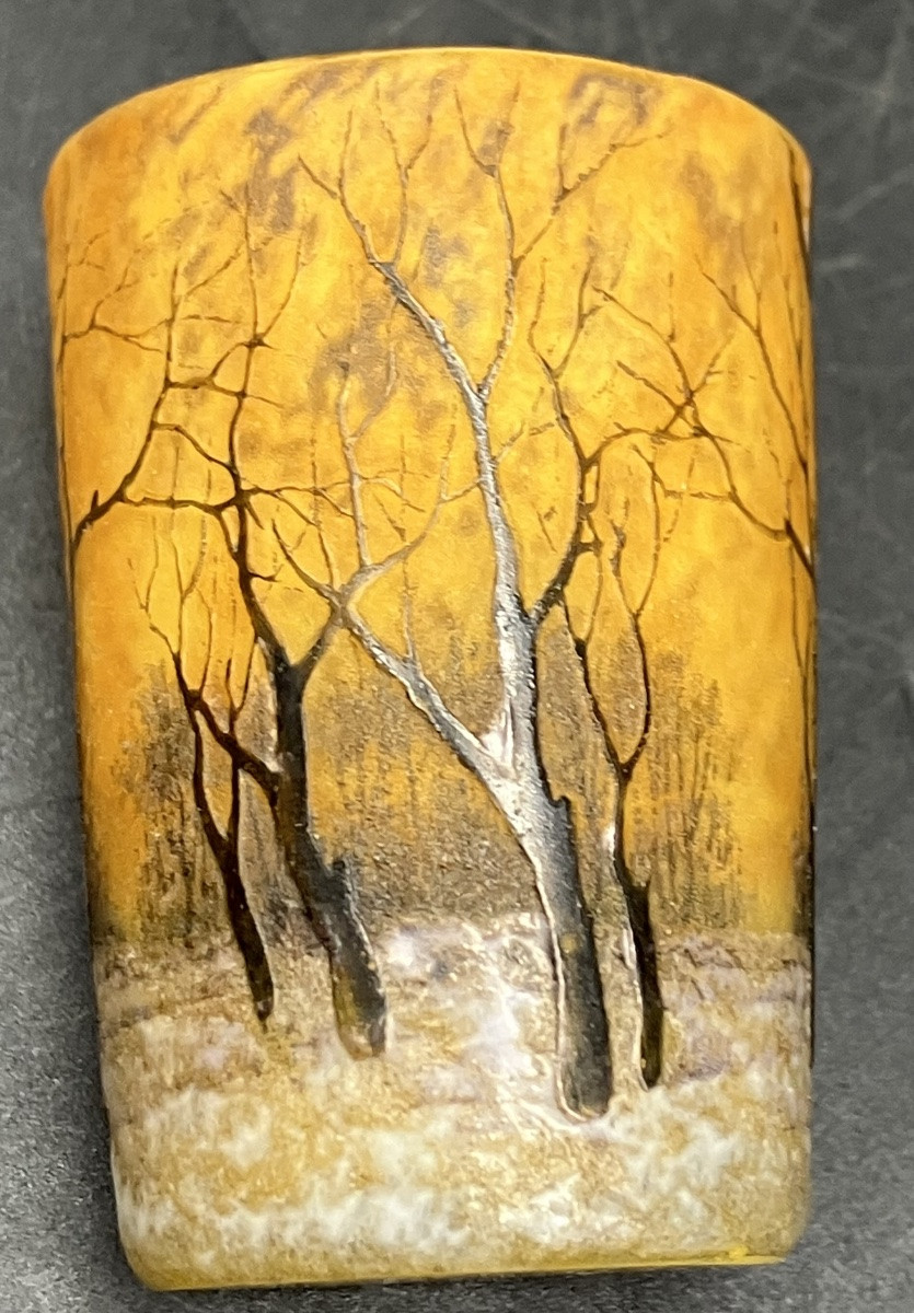 Daum Nancy Art Nouveau Miniature Vase, Winter Snowscape-photo-4