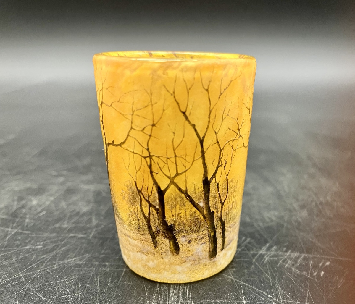 Daum Nancy Art Nouveau Miniature Vase, Winter Snowscape