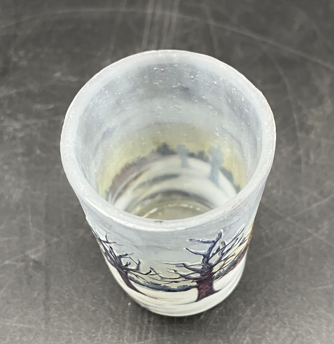 Daum Nancy Vase miniature art nouveau paysage de neige en hiver arbres enneigés-photo-1