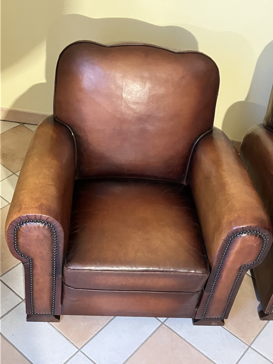 Pair Of 1950s Leather Club Chairs-photo-3
