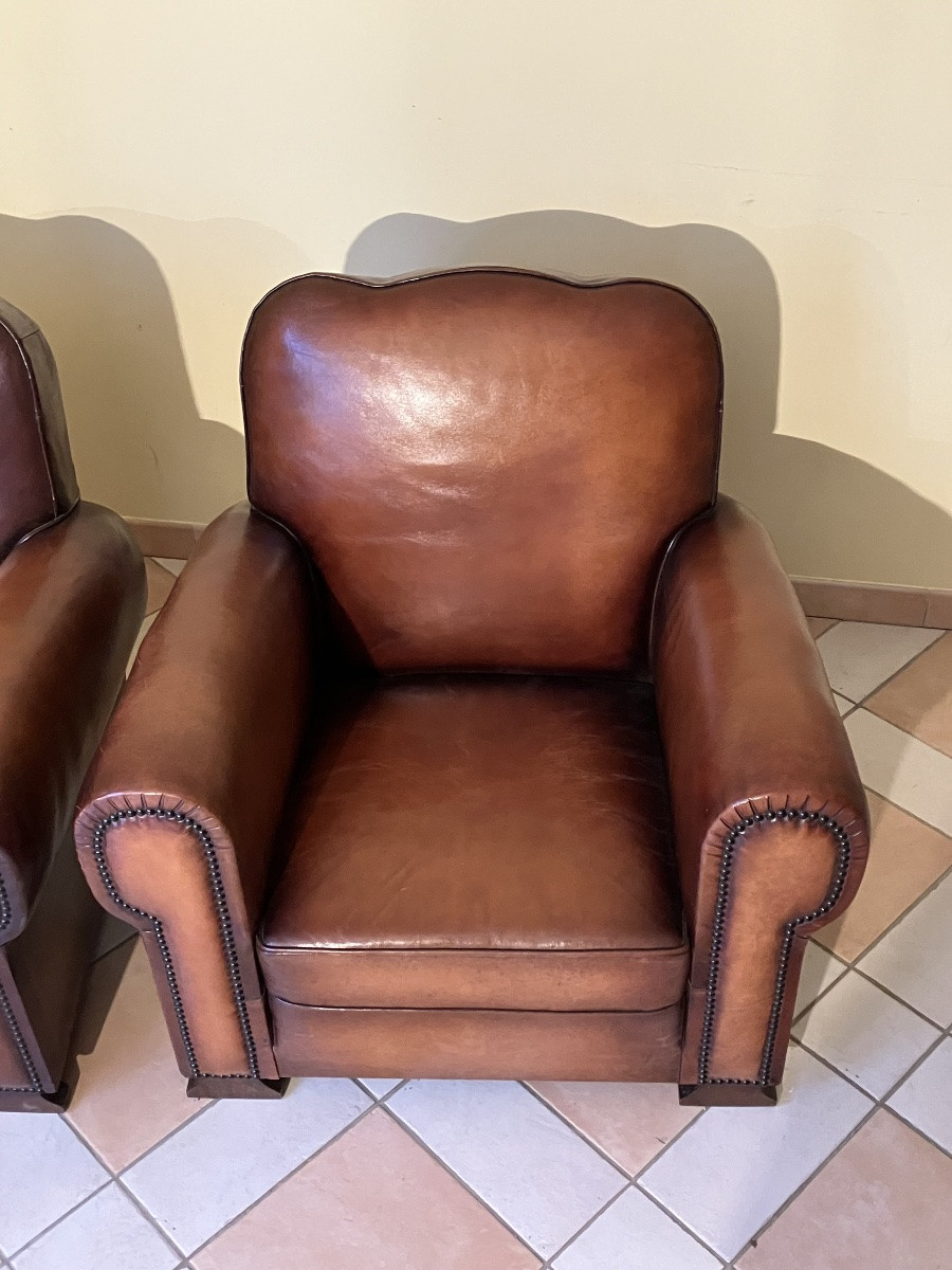Pair Of 1950s Leather Club Chairs-photo-4