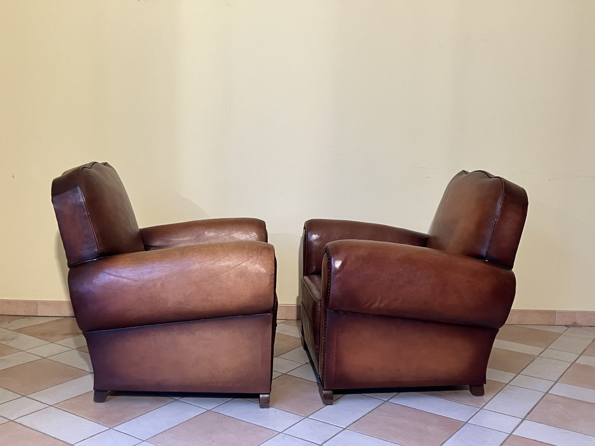 Pair Of 1950s Leather Club Chairs-photo-1