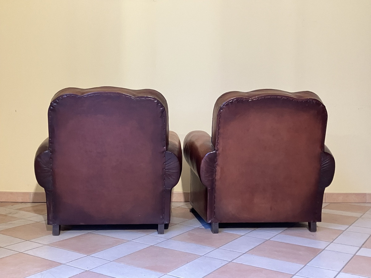 Pair Of 1950s Leather Club Chairs-photo-2
