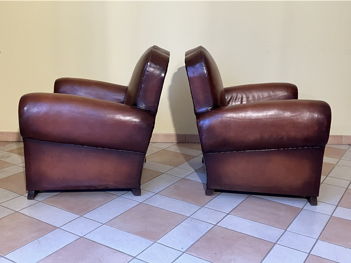 Pair Of 1950s Leather Club Chairs-photo-3
