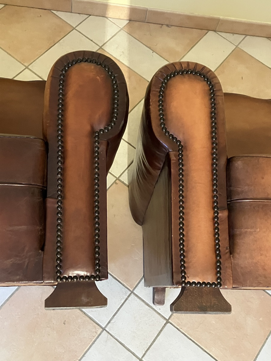 Pair Of 1950s Leather Club Chairs-photo-5