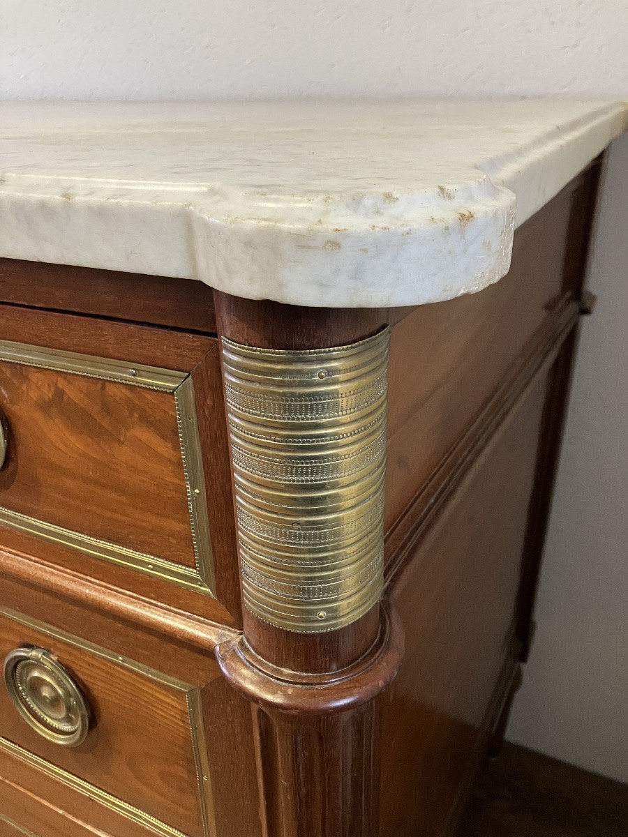 Commode époque Louis XVI en acajou 5 Tiroirs sur 3 rangs-photo-5