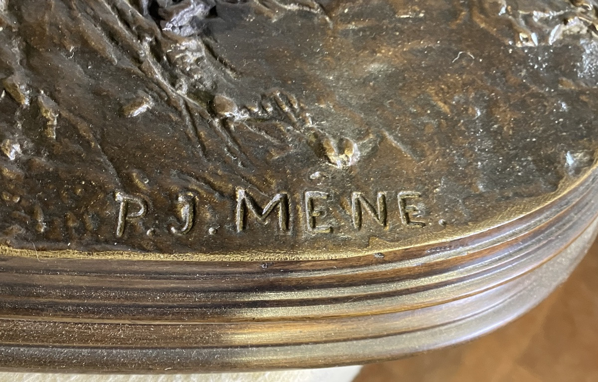 Pierre Jules Mène, Arab Falconer, 77 Cm, Bronze, Orientalist Horseman-photo-2