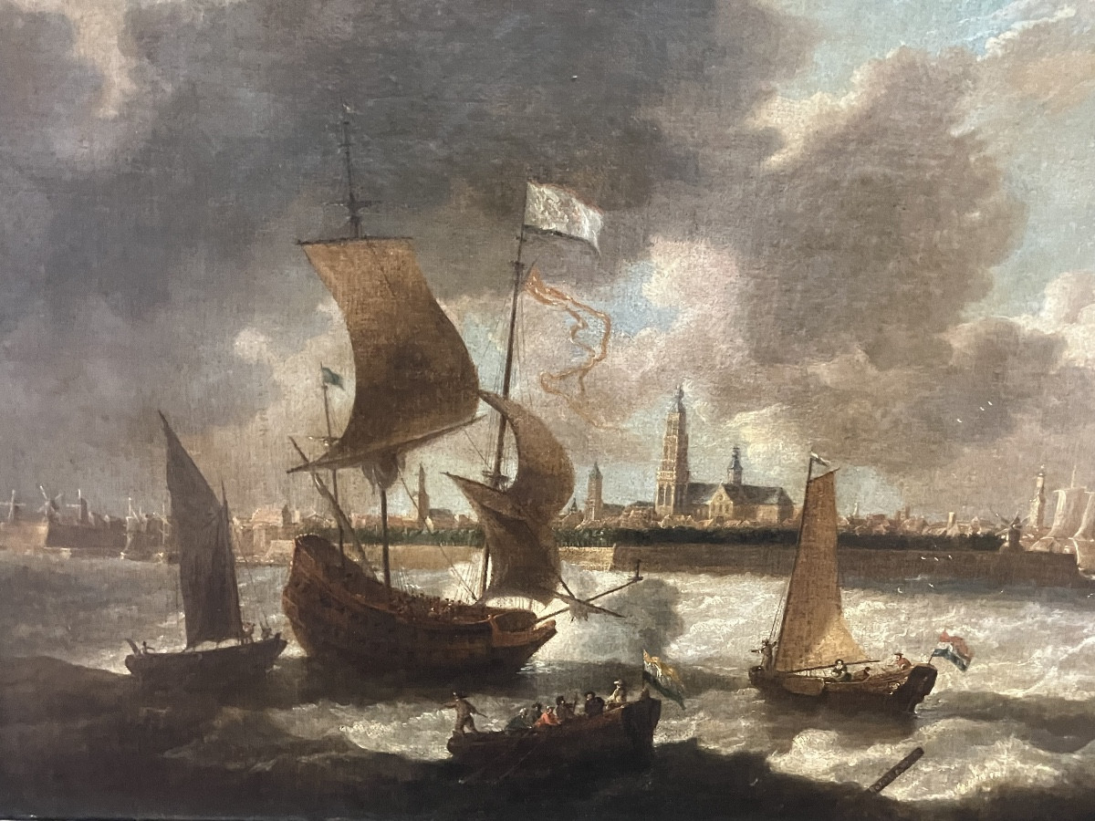 Benaventura Peeters Bateaux au large du port de Rotterdam Marine 17ème-photo-4