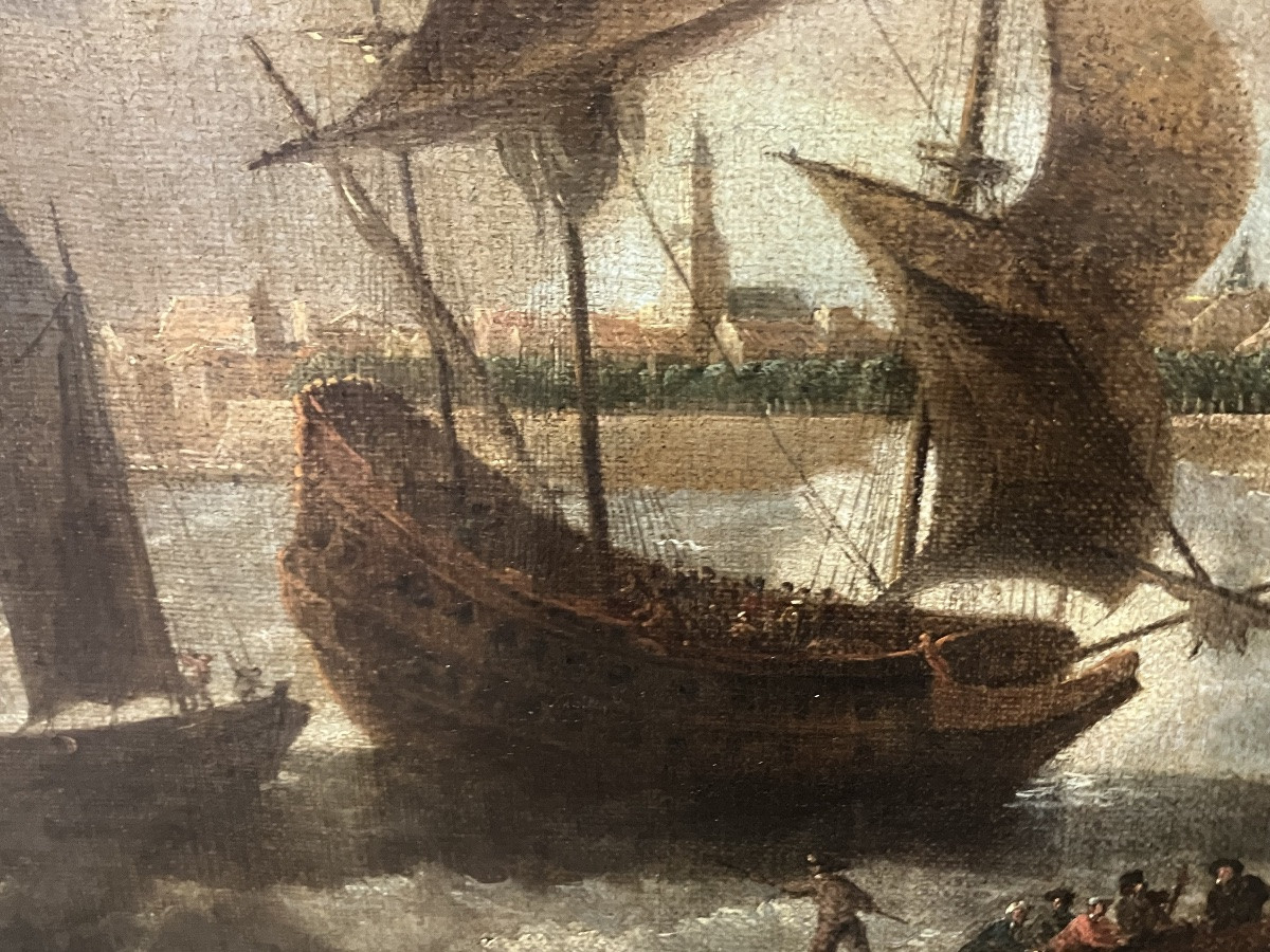 Benaventura Peeters Bateaux au large du port de Rotterdam Marine 17ème-photo-7