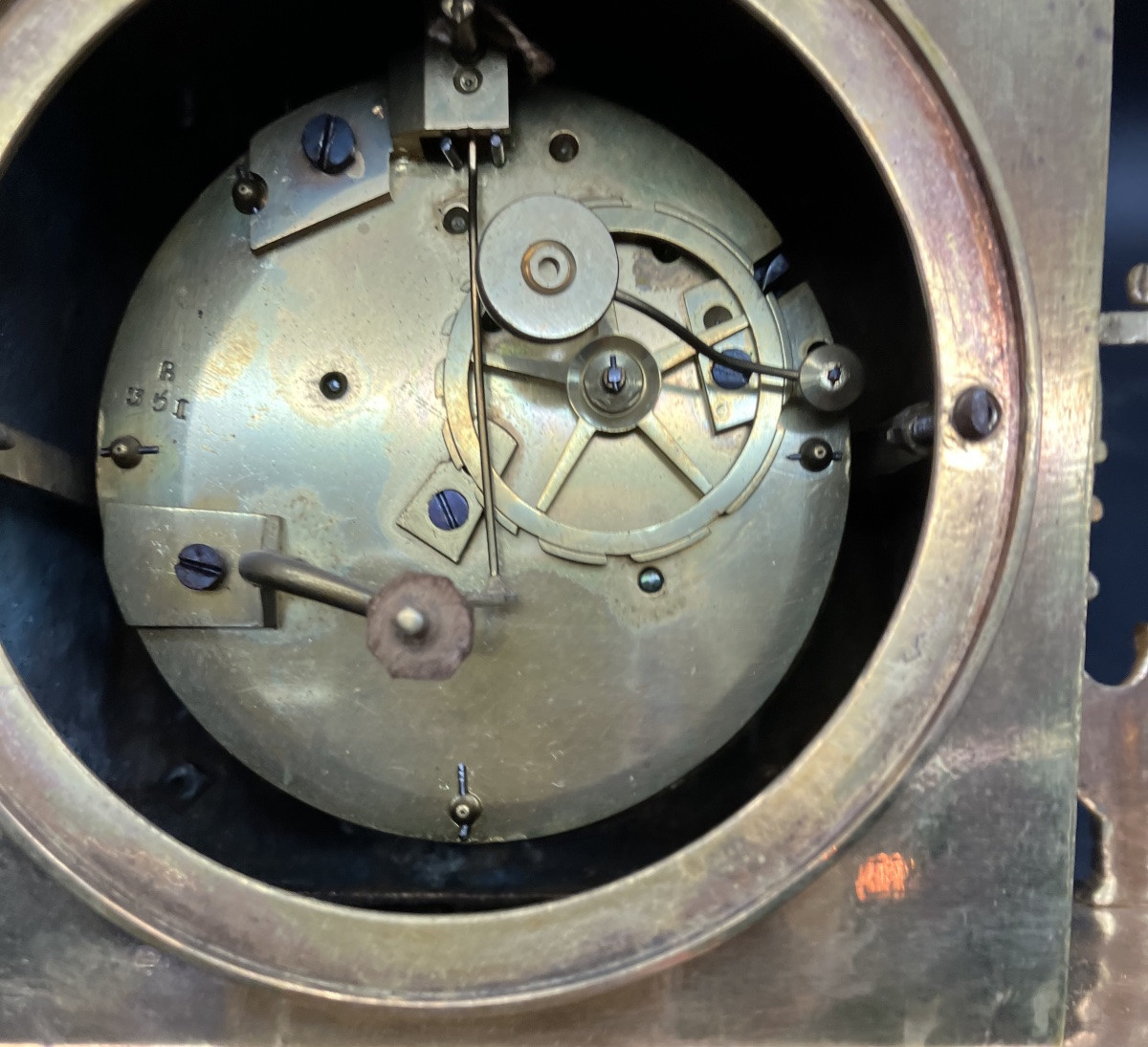 19th Century Empire Gilt Bronze Clock, Allegory Of Love And Peace-photo-1