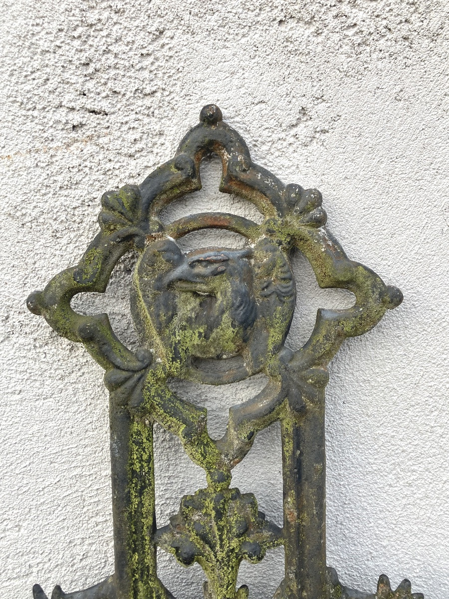 Croix de cimetière en fonte aux 4 évangiles double face 19ème siècle-photo-4