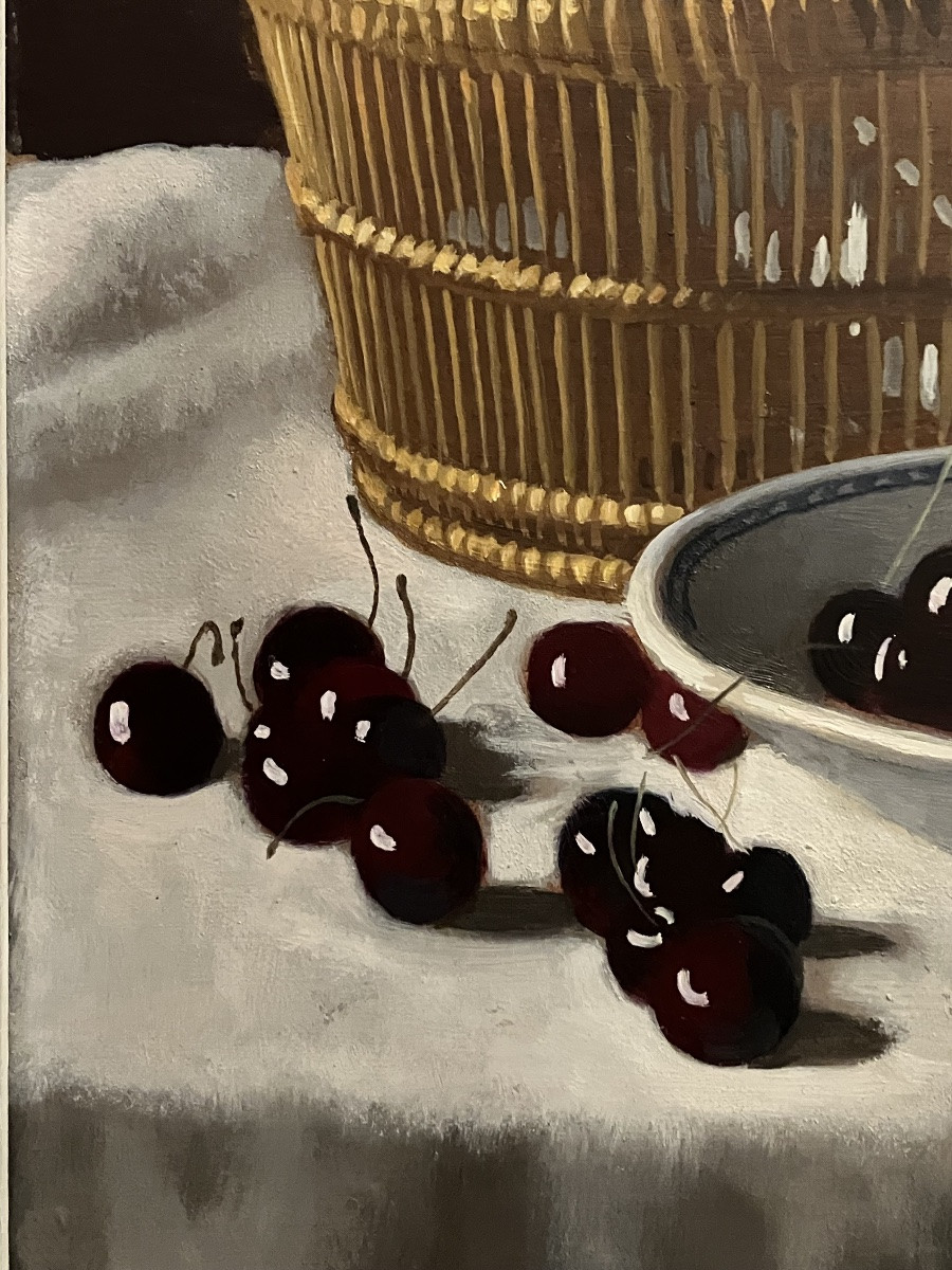 Pierre Jouffroy, Still Life With A Plate Of Cherries, Franche-comté, Painter From Franche-comté  -photo-3