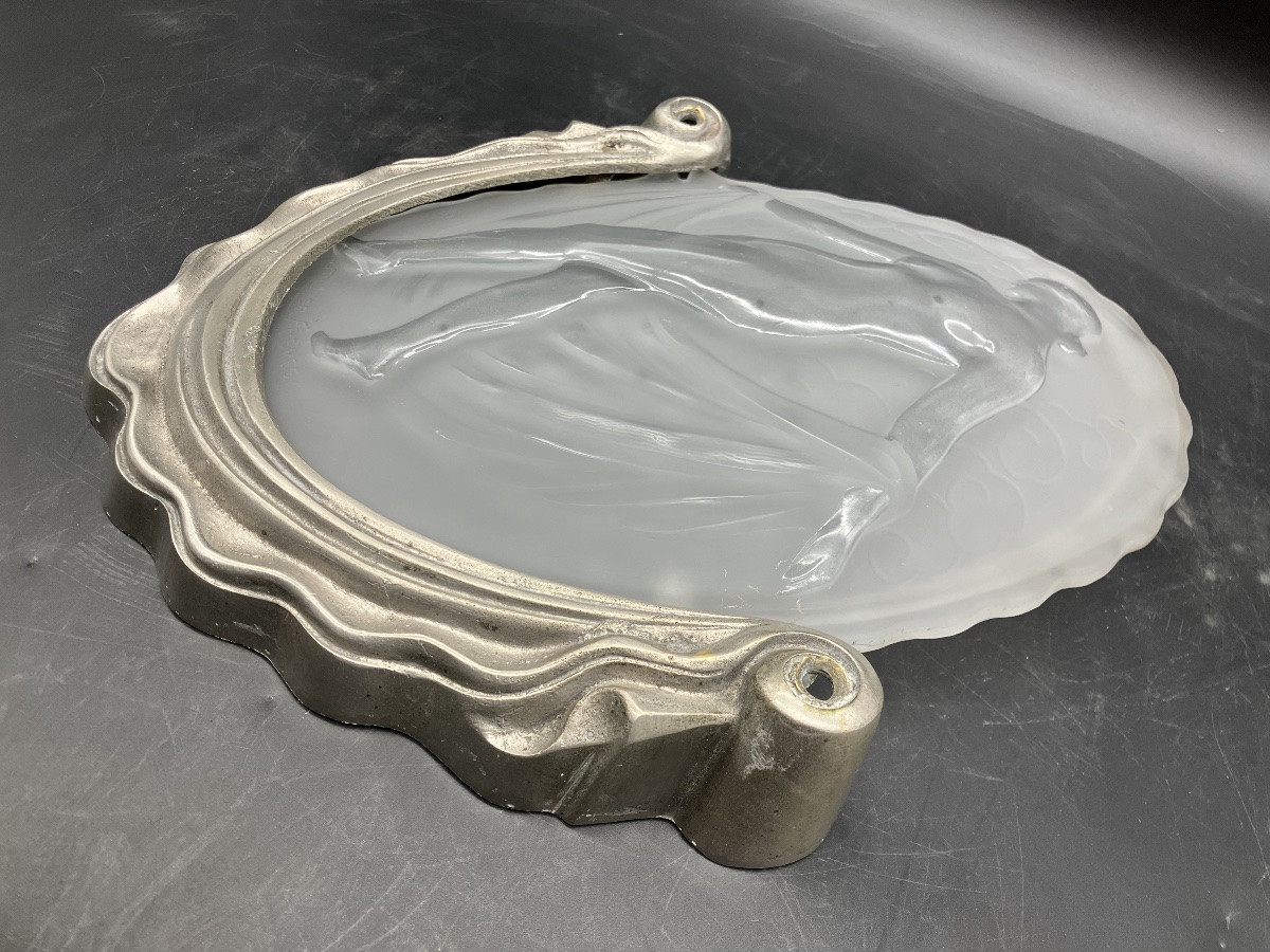 Muller Freres Luneville Applique art déco bronze argenté Verre moulé baigneuse-photo-4