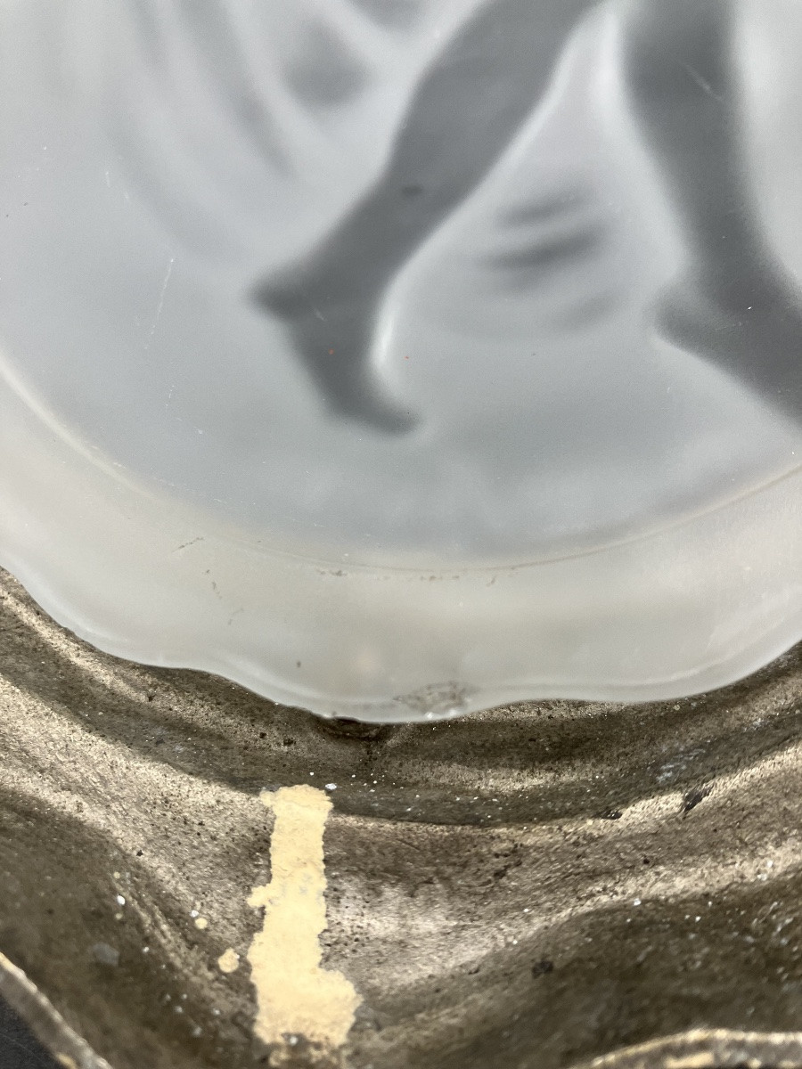 Muller Freres Luneville Applique art déco bronze argenté Verre moulé baigneuse-photo-3