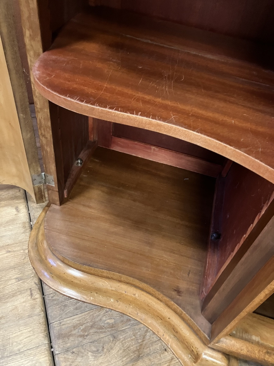 Armoire art déco en loupe d’Amboine 3 portes avec miroir central -photo-4