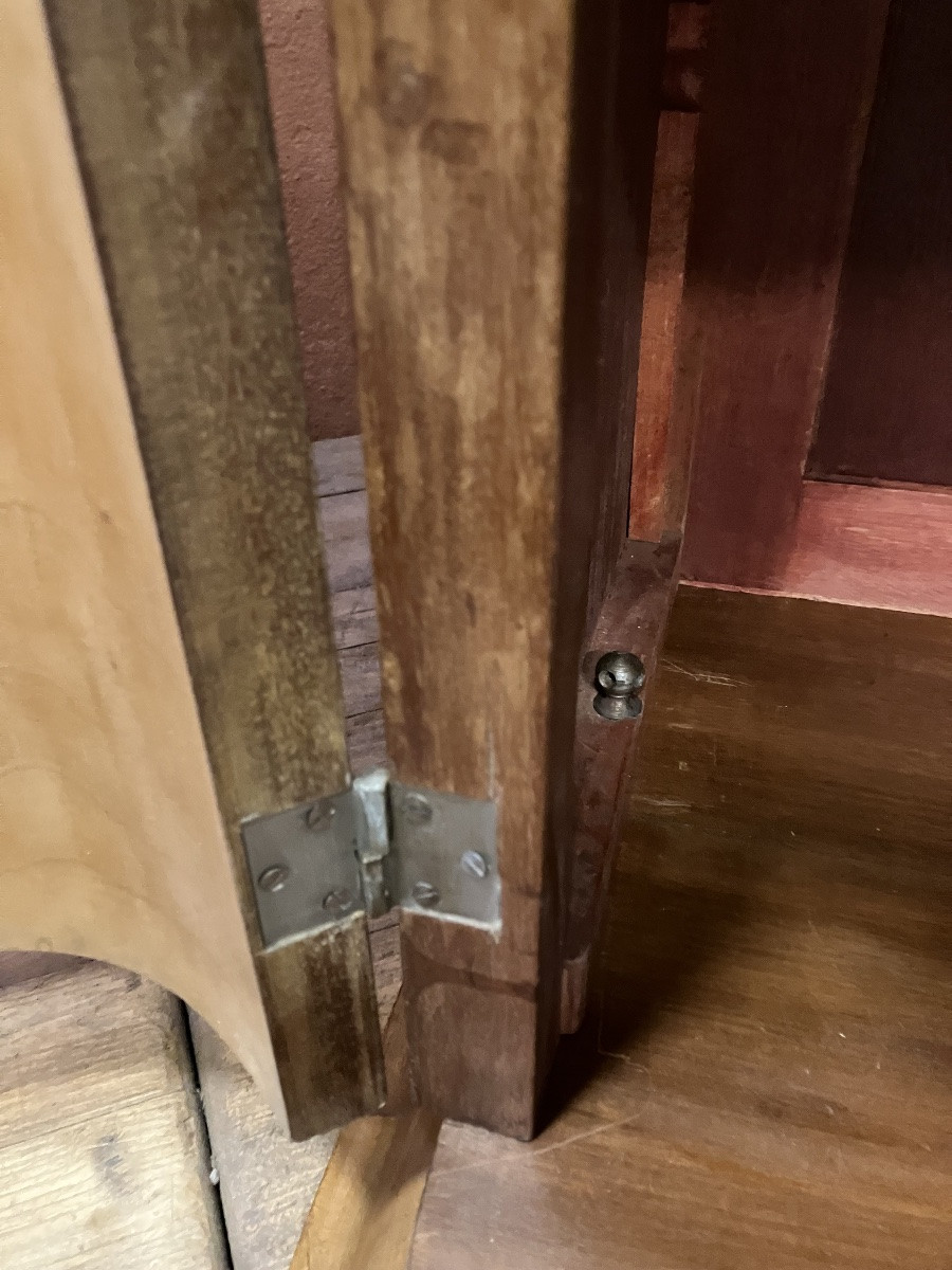 Armoire art déco en loupe d’Amboine 3 portes avec miroir central -photo-5