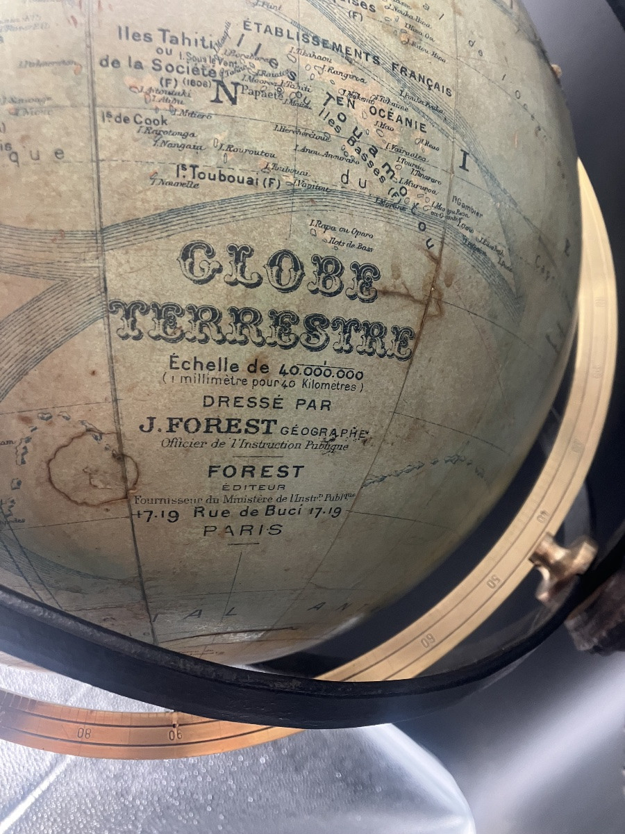 Forest Globe, Cast Iron Base, Early 20th Century-photo-2