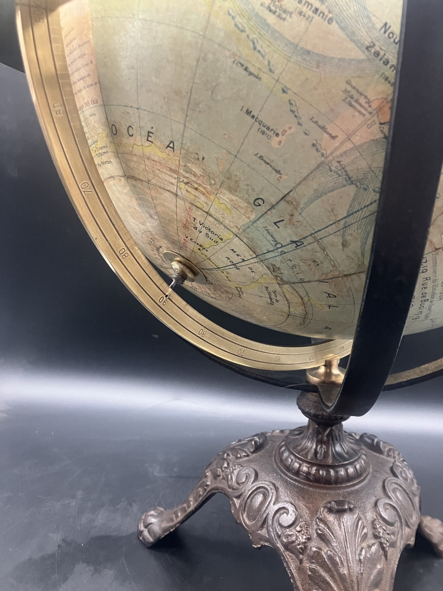 Forest Globe, Cast Iron Base, Early 20th Century-photo-3