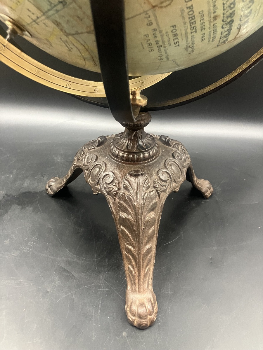 Forest Globe, Cast Iron Base, Early 20th Century-photo-4